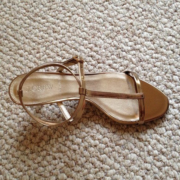 J. CREW - Greta Metallic T-Strap Sandal - NEW in Box - Picture 2 of 8